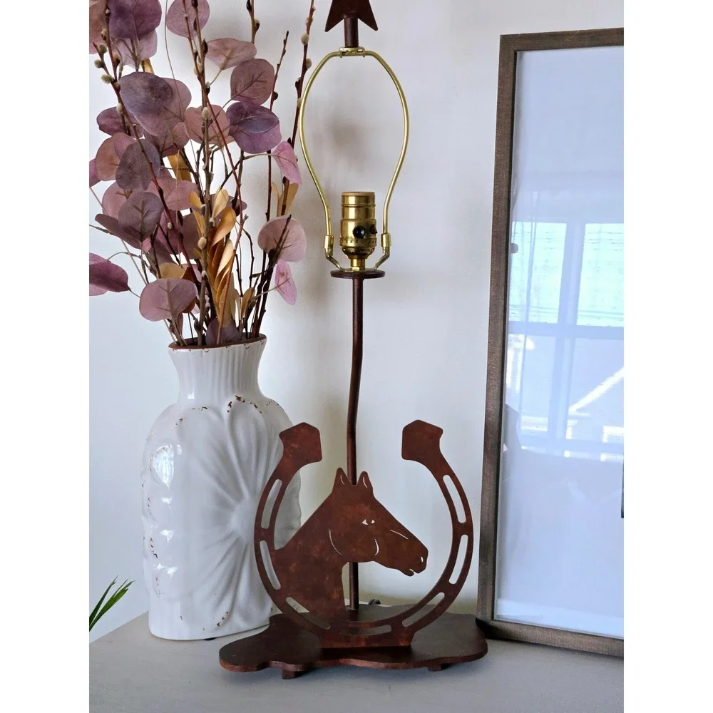 Lucky Horseshoe Table Lamp/Rustic Table Lamp Cabin Style Ranch Made In USA